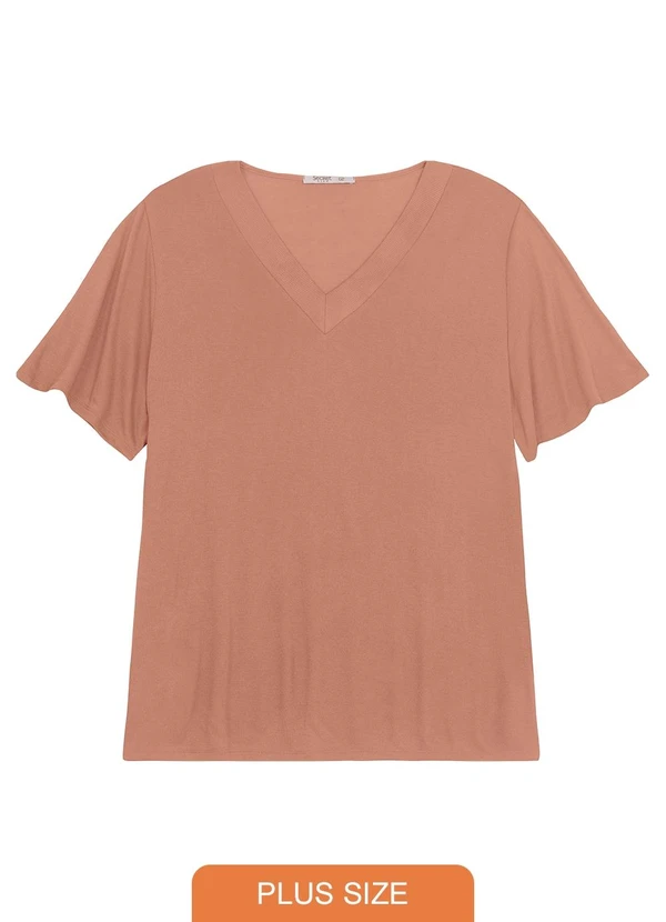 Secret Glam - Blusa Visco Tricot Plus Size Marrom 1