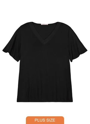 Secret Glam - Blusa Visco Tricot Plus Size Preto - SECRET GLAM