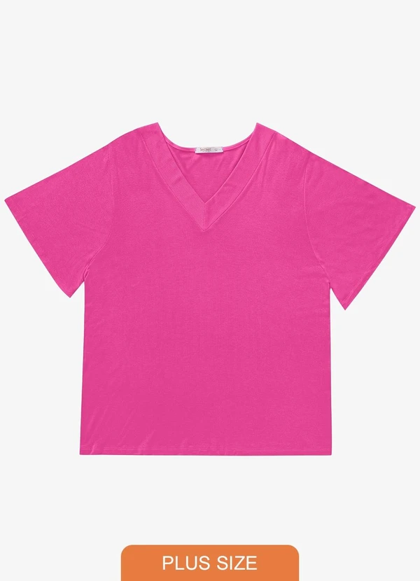 Secret Glam - Blusa Visco Tricot Plus Size Rosa