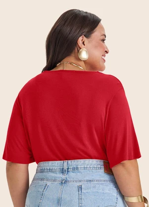 Secret Glam - Blusa Visco Tricot Plus Size Vermelho - SECRET GLAM