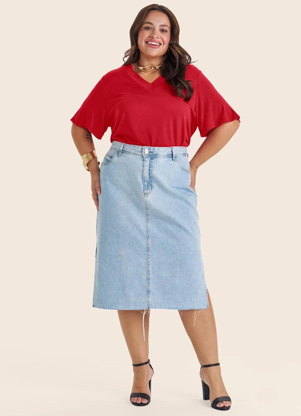 Secret Glam - Blusa Visco Tricot Plus Size Vermelho 3