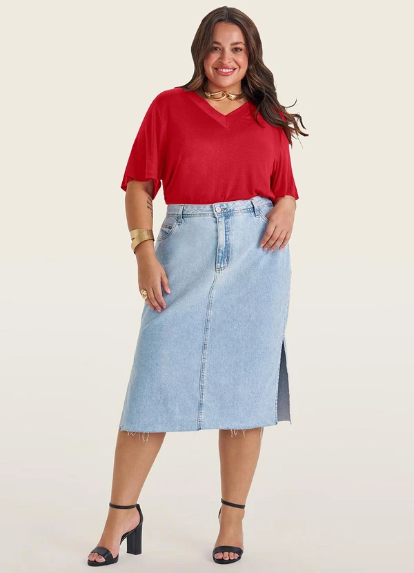 Secret Glam - Blusa Visco Tricot Plus Size Vermelho 4