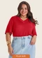Secret Glam - Blusa Visco Tricot Plus Size Rosa - variação: Vermelho