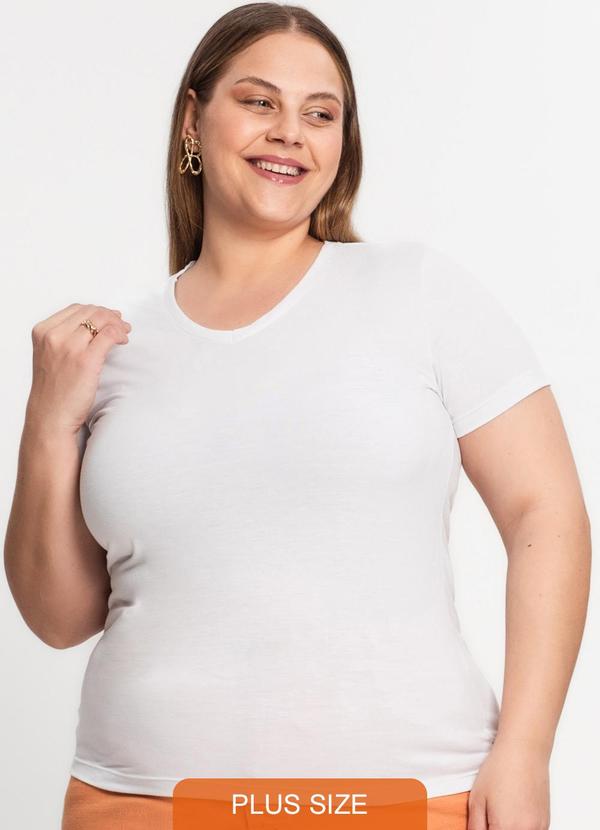 Rovitex - Blusa Viscolight Básica Plus Size Kohmar Branco