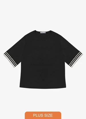 Secret Glam - Blusa Viscose Plus Size Preto - SECRET GLAM