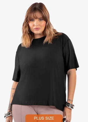 Secret Glam - Blusa Viscose Plus Size Preto - SECRET GLAM