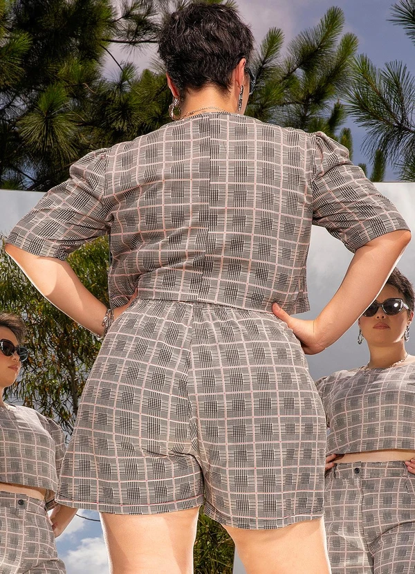 Marguerite - Blusa Xadrez em Malha Denim 2