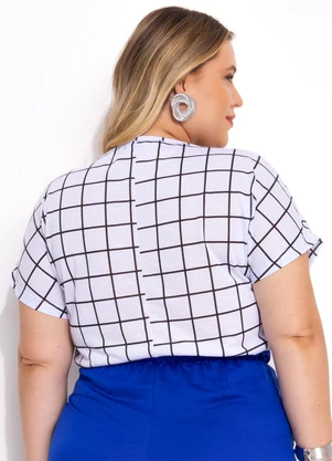 Marguerite - Blusa Xadrez Grid em Malha Flamê - MARGUERITE