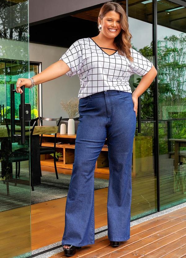 Marguerite - Blusa Xadrez Grid em Malha Flamê 3