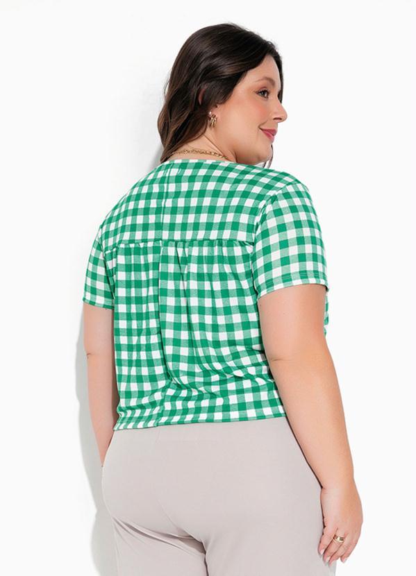 Marguerite - Blusa Xadrez Verde com Franzido Plus Size 2