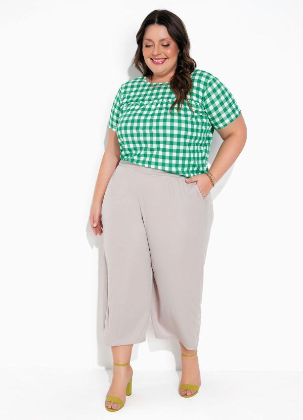 Marguerite - Blusa Xadrez Verde com Franzido Plus Size 3