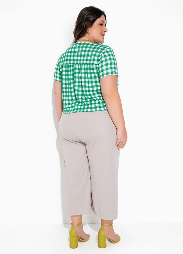 Marguerite - Blusa Xadrez Verde com Franzido Plus Size 4