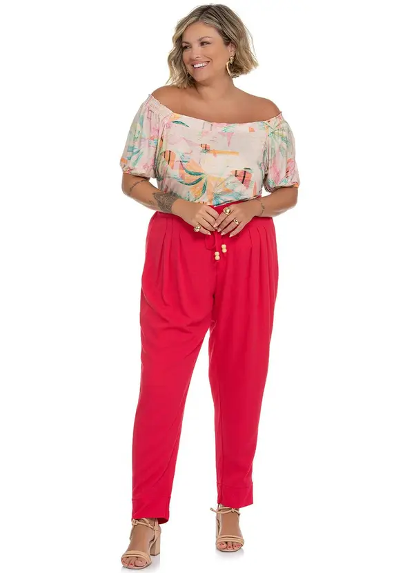 Secret Glam - Calça Viscose Feminina Vermelho 3