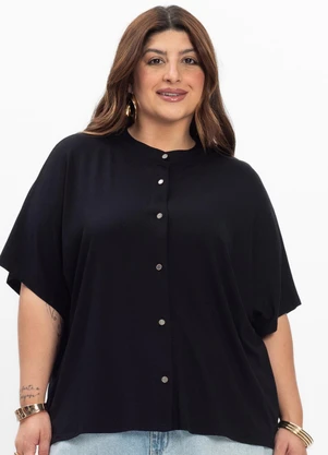 Secret Glam - Camisa Feminina Plus Size Preto - SECRET GLAM