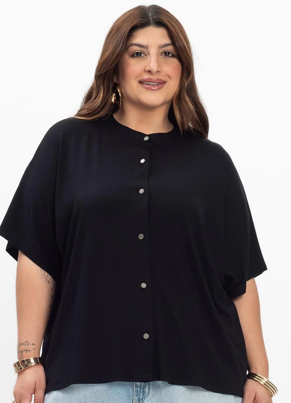Secret Glam - Camisa Feminina Plus Size Preto