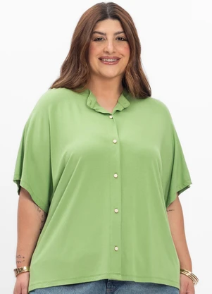 Secret Glam - Camisa Feminina Plus Size Verde - SECRET GLAM