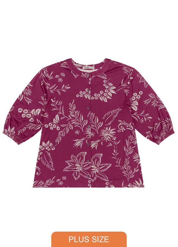 Secret Glam - Camisa Plus Size Feminina Manga 3/4 Vermelho