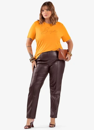 Secret Glam - Camiseta Bordado Plus Size Amarelo - SECRET GLAM