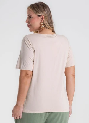 Secret Glam - Camiseta Bordado Plus Size Bege - SECRET GLAM