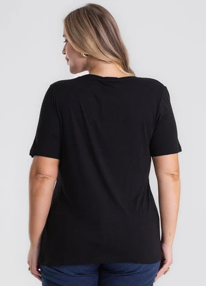 Secret Glam - Camiseta Bordado Plus Size Preto - SECRET GLAM