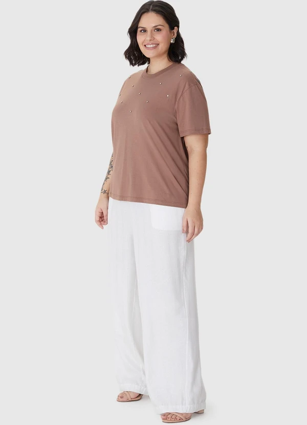 Malwee - Camiseta Box em Malha PlusMarrom Claro 3