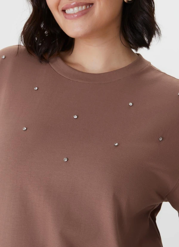 Malwee - Camiseta Box em Malha PlusMarrom Claro 4