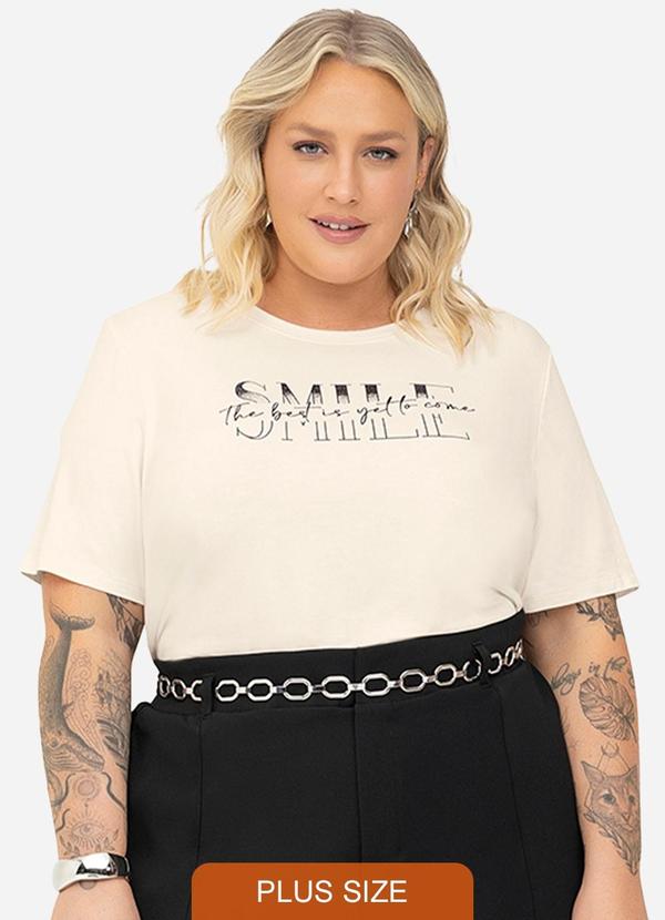 Secret Glam - Camiseta Feminina Plus Size Bege