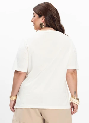Secret Glam - Camiseta Feminina Plus Size Bege - SECRET GLAM