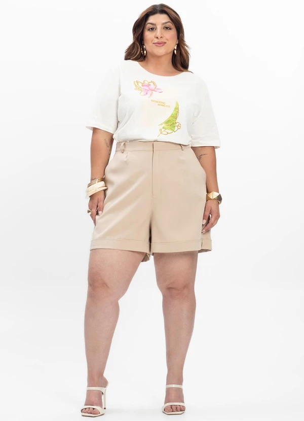 Secret Glam - Camiseta Feminina Plus Size Bege 3