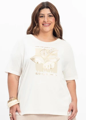 Secret Glam - Camiseta Feminina Plus Size Bege - SECRET GLAM