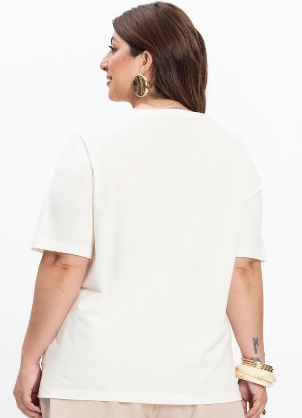 Secret Glam - Camiseta Feminina Plus Size Bege 2