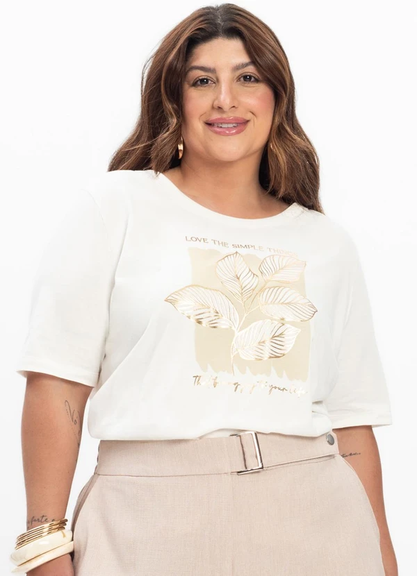Secret Glam - Camiseta Feminina Plus Size Bege 3
