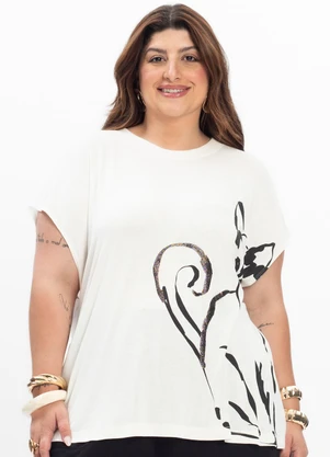 Secret Glam - Camiseta Feminina Plus Size Bege - SECRET GLAM