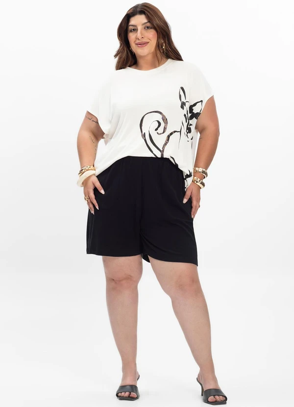 Secret Glam - Camiseta Feminina Plus Size Bege 4