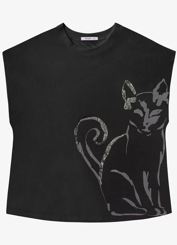 Secret Glam - Camiseta Feminina Plus Size Preto 5