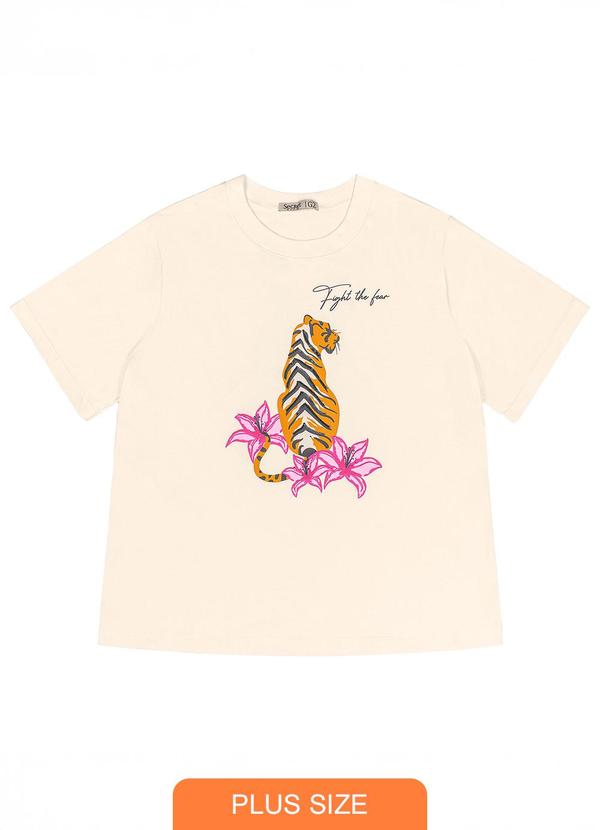 Secret Glam - Camiseta Feminina Plus Size Bege 1