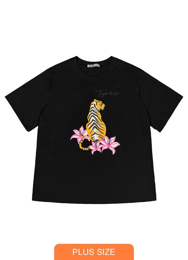 Secret Glam - Camiseta Feminina Plus Size Preto