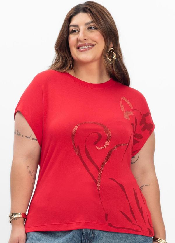 Secret Glam - Camiseta Feminina Plus Size Vermelho