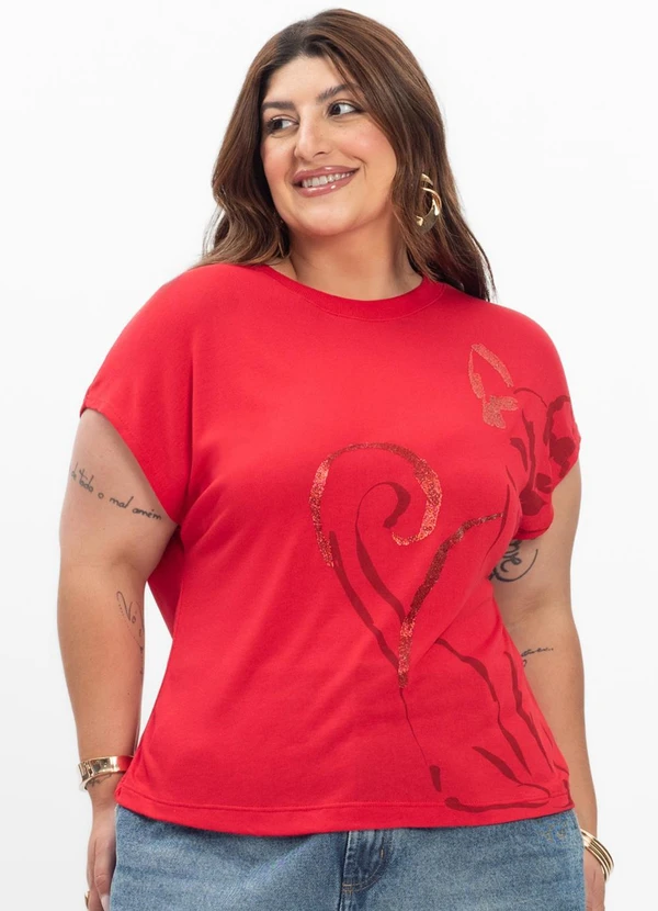 Secret Glam - Camiseta Feminina Plus Size Vermelho 3