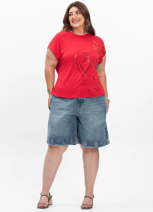 Secret Glam - Camiseta Feminina Plus Size Vermelho 4