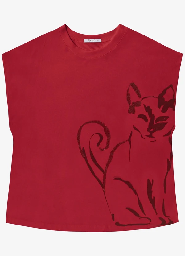 Secret Glam - Camiseta Feminina Plus Size Vermelho 5