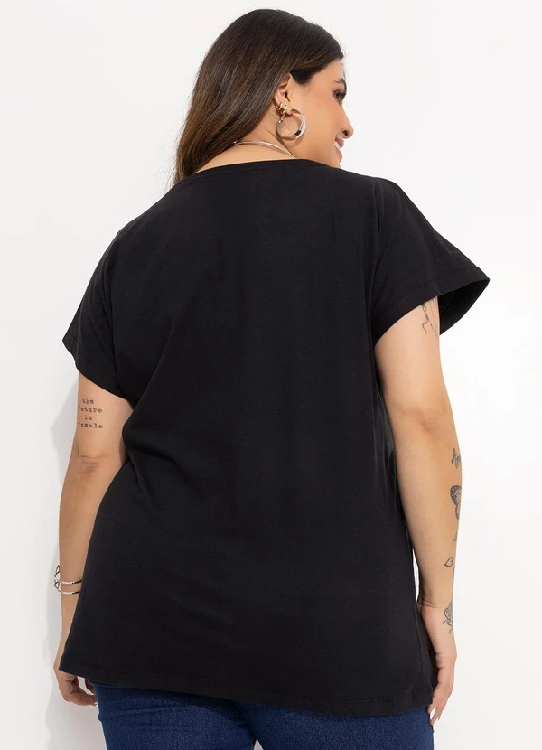 Disney - Camiseta Preto em Malha de Algodão Penteado 2