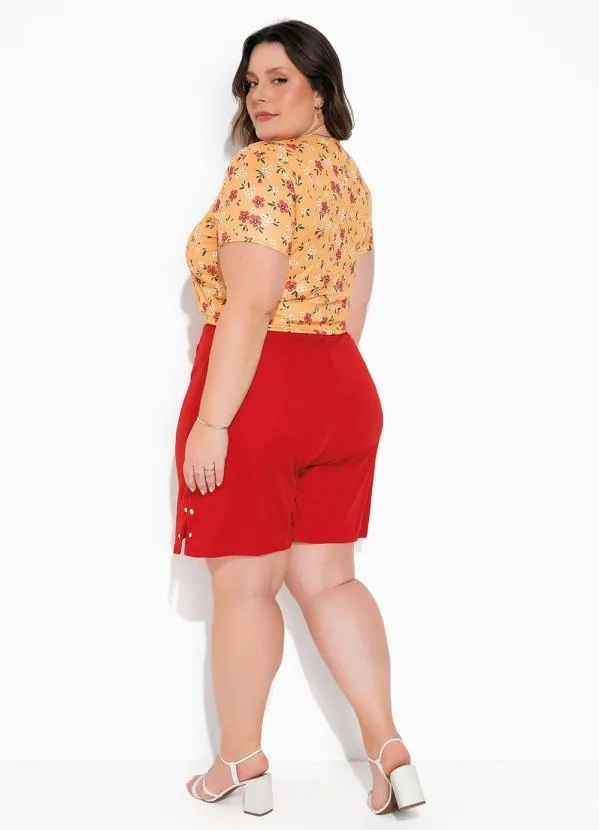 Marguerite - Cropped Floral Amarelo com Mangas Plus Size 4