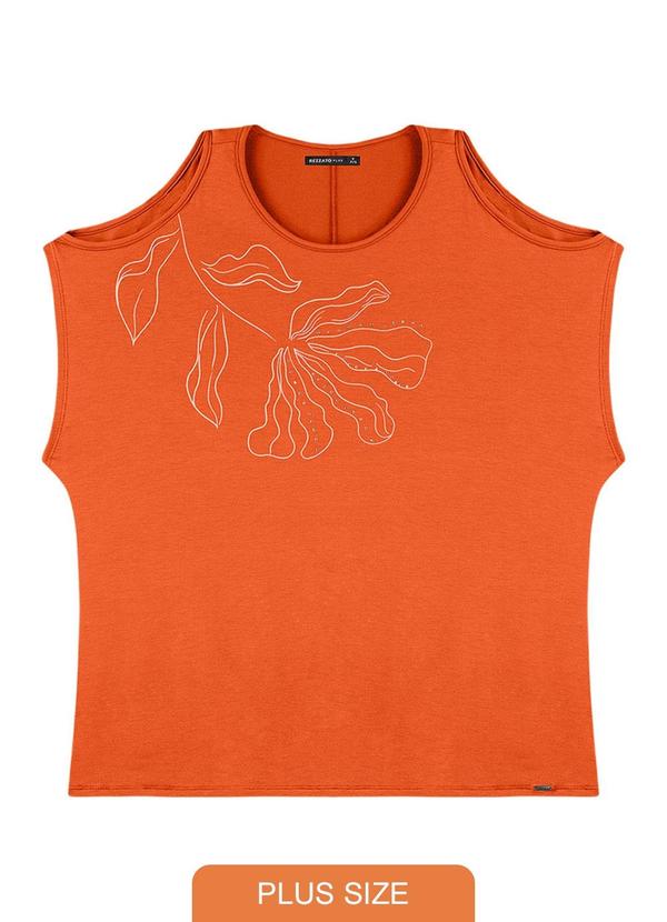 Rezzato - Regata com Floral Adulto Plus Size Laranja