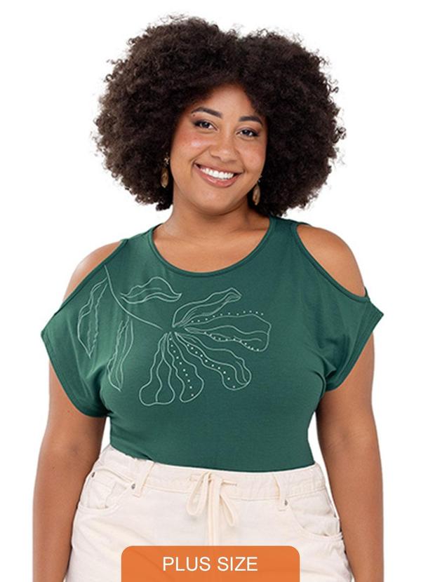 Rezzato - Regata com Floral Adulto Plus Size Verde
