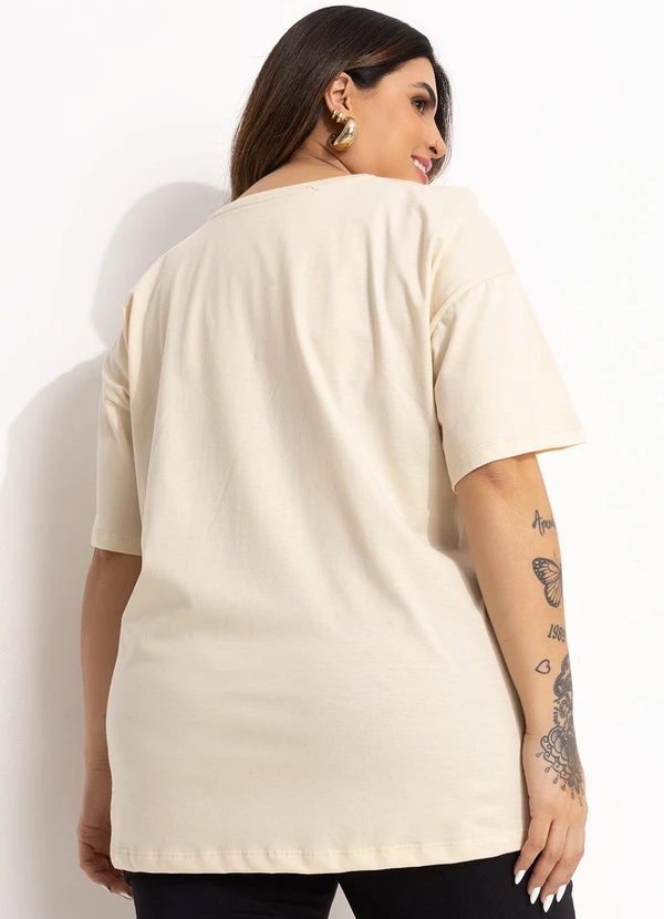 Disney - T-Shirt Bege em Malha de Algodão Penteado 5