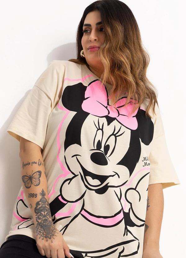Disney - T-Shirt Bege em Malha de Algodão Penteado 7