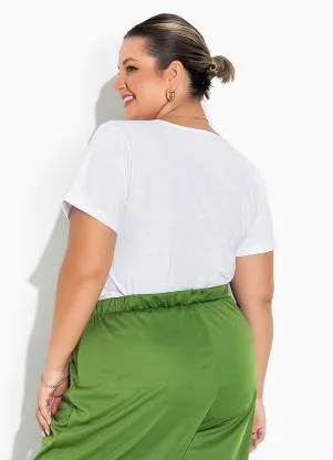 Marguerite - T-Shirt Branca Plus Size com Estampa Frontal - MARGUERITE