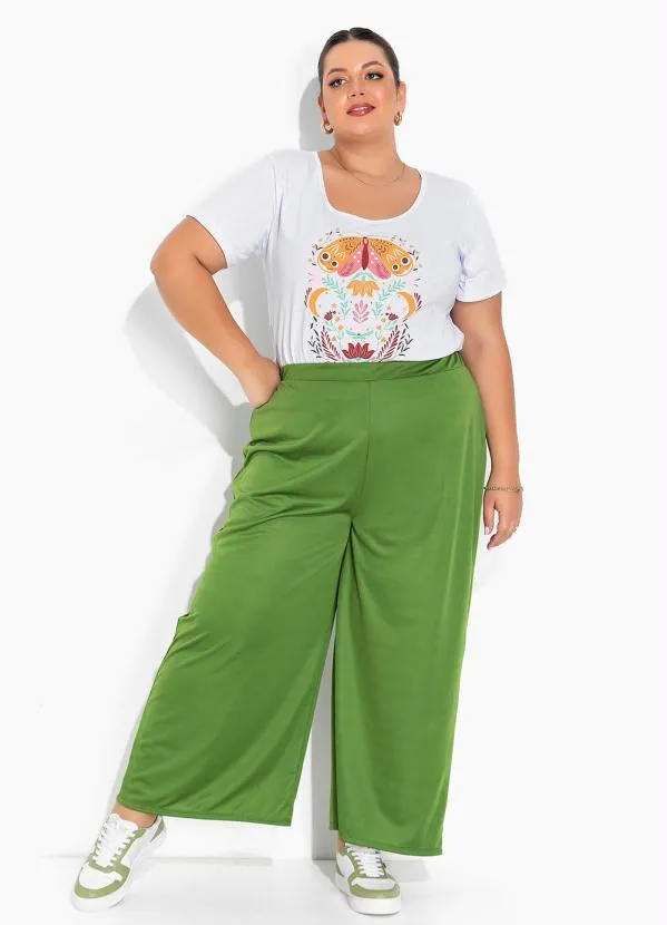 Marguerite - T-Shirt Branca Plus Size com Estampa Frontal 2