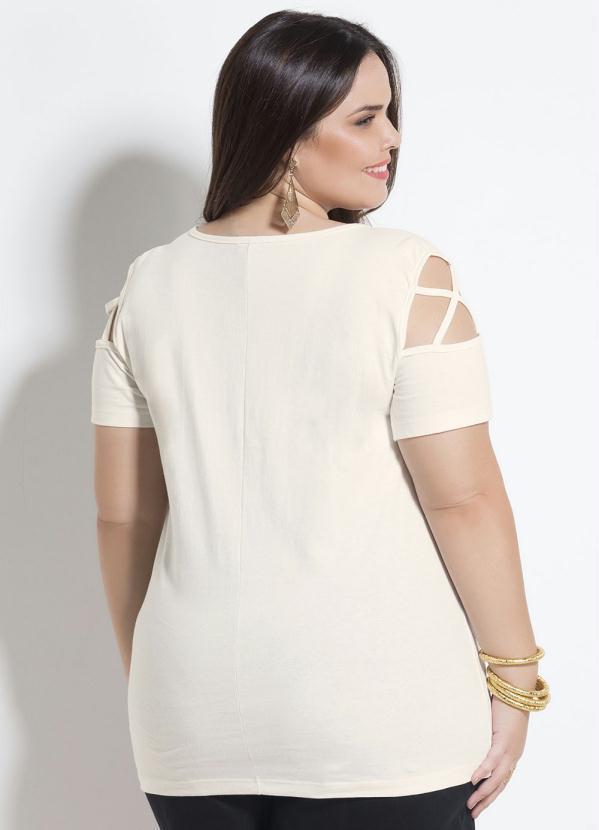 Marguerite - T-Shirt com Tiras Off White Plus Size Marguerite 3
